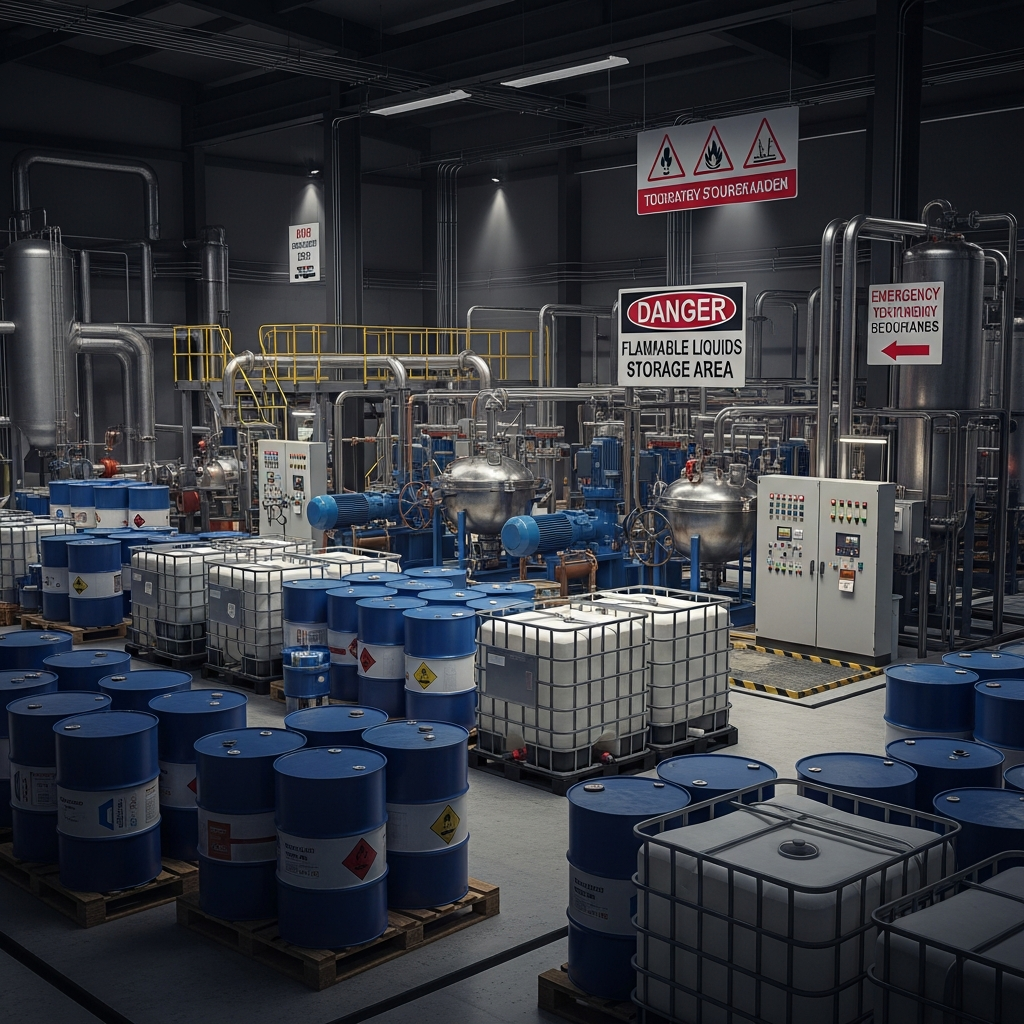 Industrial chemical storage and supply facility for oilfield operations
